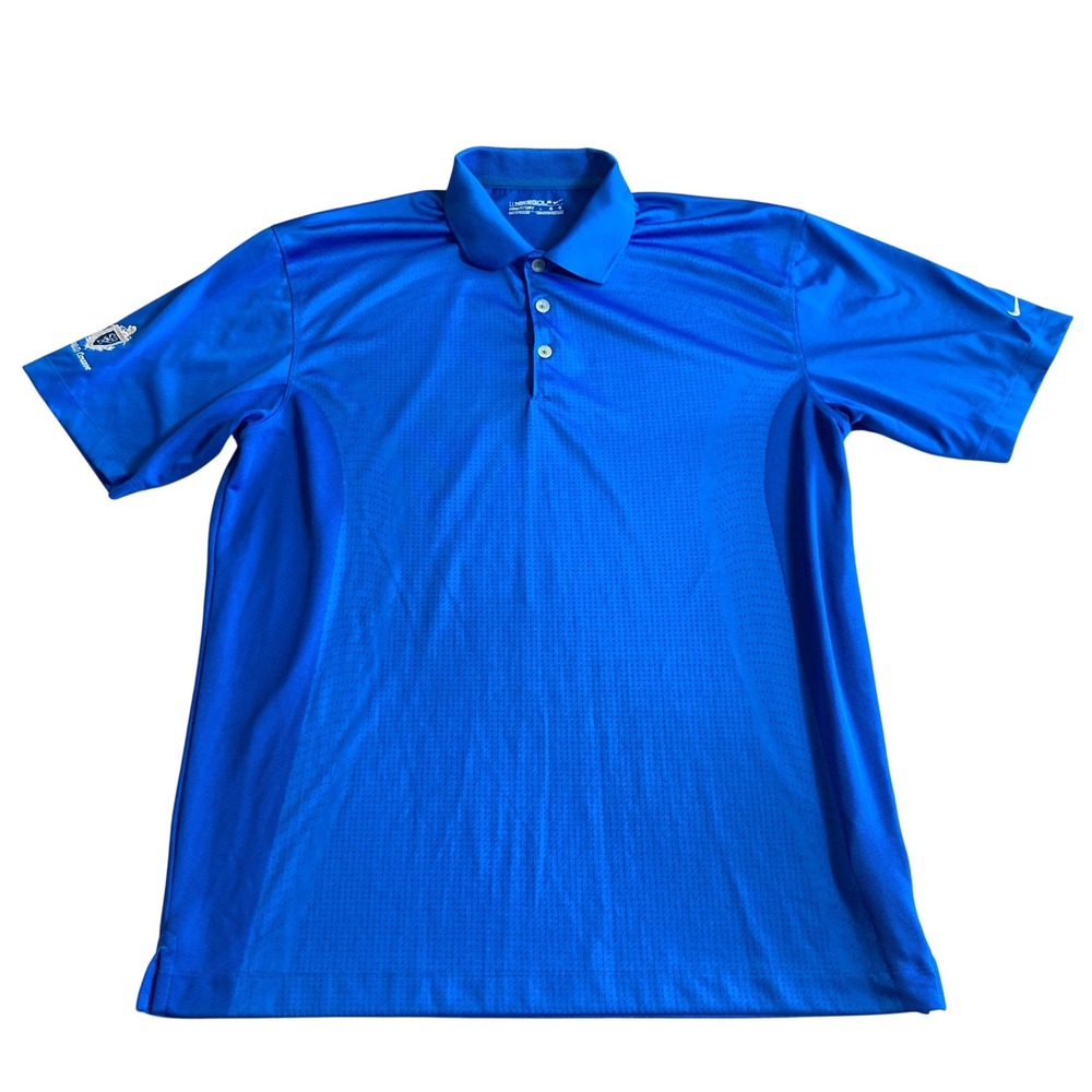 Nike Golf Fit Dry Blue Polo Shirt Mens Large Stretch The Hills Course 256497-437